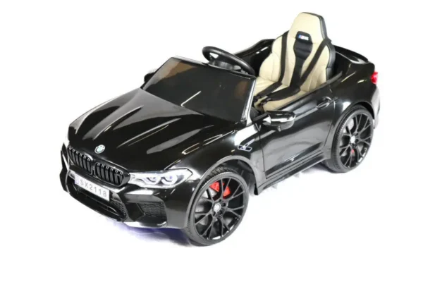 Elektro Kinderfahrzeug "BMW M5" - lizenziert - 12V7A Akku, 2 Motoren- 2,4Ghz Fernsteuerung, MP3, Ledersitz+EVA-Schwarz